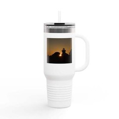 Insulated Travel Mug with Scenic Sunset Design – 40oz
