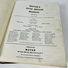 Motor’s Auto Repair Manual 20th Edition Third Printing 1957