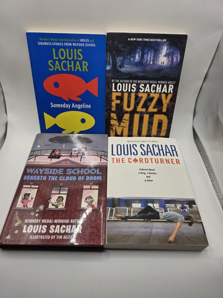 Louis Sachar 4 Book Lot HC/PB Fuzzy Mud Wayside School Cardturner Angeline
