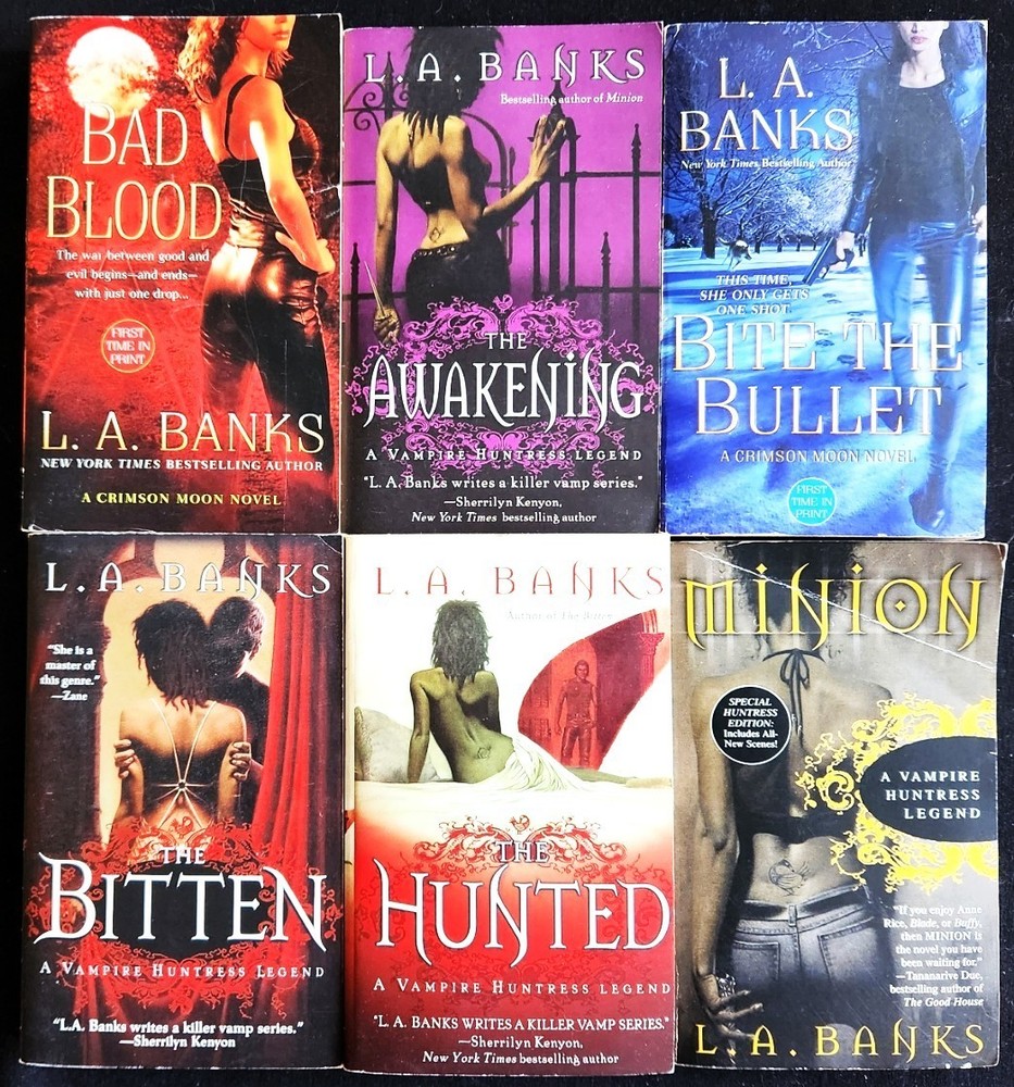 L.A. Banks~Lot 6 PB~Vampire Huntress Legend Series 1-4-Crimson Moon 1-2~LN/VG