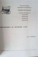 Descriptions of Tennessee Caves, Matthews, 2000, w/Map, NEW Paperback Caving