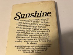 SUNSHINE NORMA KLEIN PB 1ST AVON FLARE 1982 TV MOVIE TIE-IN TRUE STORY HELTON