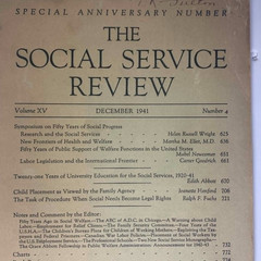 University of Chicago Press / Social Service Review / Volume XV/ December 1941