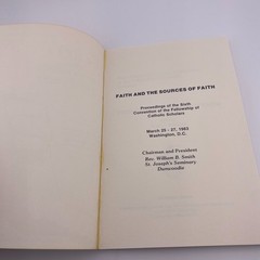 Faith and the Sources of Faith Catholic Scholars Theology 1985 PB