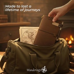 WANDERINGS A5 Travelers Notebook Bundle – 6″ x 8.5″ (15 x 22cm) – Genuine Lea…