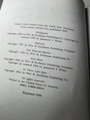 Word Studies in the Greek New Testament: Volume II Reprint 1999 Kenneth S. Wuest