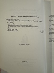 History of the U.S. Army Medical Service Corps 1996 Richard Ginn Military PB