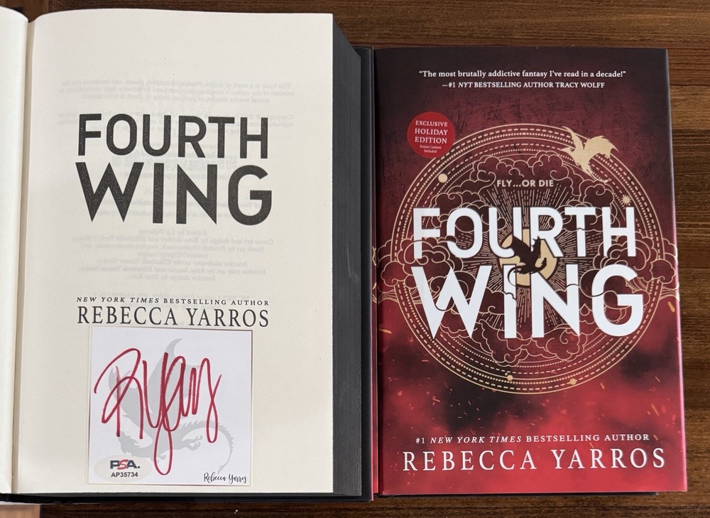 SIGNED Rebecca Yarros Fourth Wing Holiday 1st Edition Book PSA DNA COA Autograph