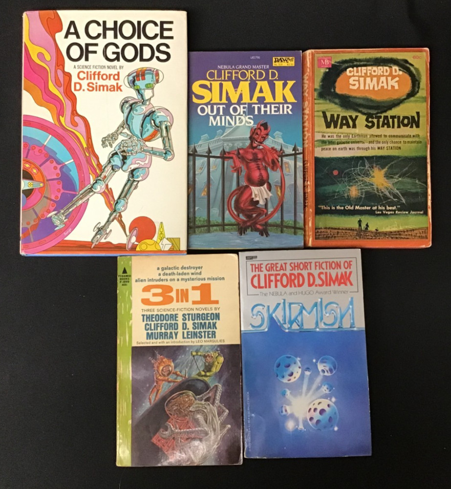 Clifford Simak Lot of 5, 4 Paperback Vintage Science Fiction, 1 HC/DJ BCE