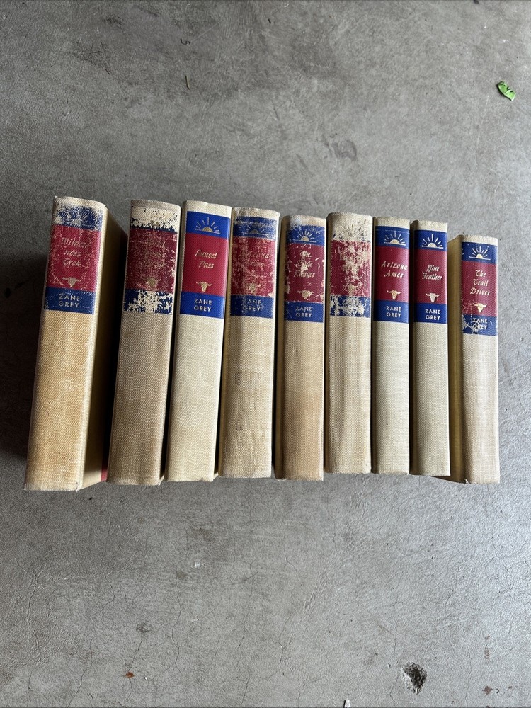 Zane Grey Western Novels Walter J Black Edition. Lot Of 9 – Hardcover Books