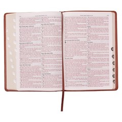 The Holy Bible King James Version LARGE PRINT Thumb Indexed Edition / TAN Faux L