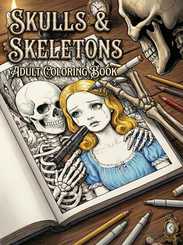 Skulls & Skeletons Adult Coloring Book