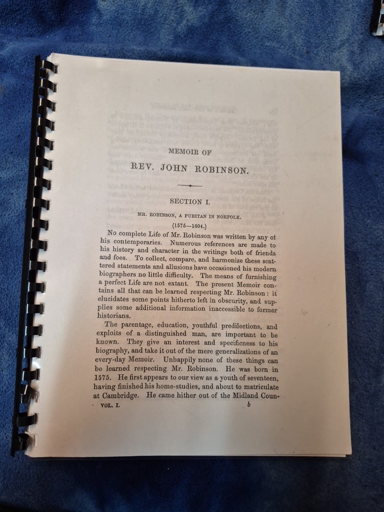 Memoir Of Rev. John Robinson 1575-1604 Puritan In Norfolk VA Genealogy History