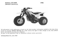 1986 Honda ATC200X Owner’s Manual 68 Pages