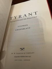 Tyrant Stephen Greenblatt 1st HC Ptg Norton 2018 Fine Unread