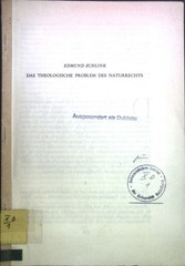 Das theologische Problem des Naturrechts; Sonderdruck aus: keine Angabe; Schlink