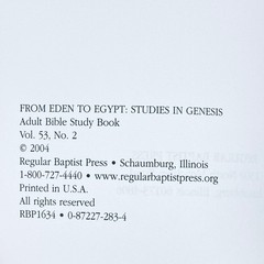 FROM EDEN TO EGYPT – STUDIES IN GENESIS – 2004 REGULAR BAPTIST PRESS – PAPERBACK