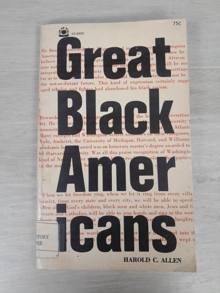 1971 Great Black Americans by Harold C. Allen PB 1st Ed. Ex. Lib. NY Corrections
