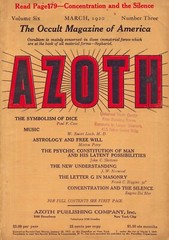 Azoth: The Occult Magazine of America. Near complete run on DVD or USB Drive