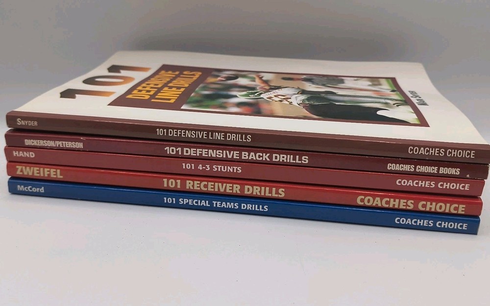 Lot Of 5 Coaches Choice 101 Football Books Team Defensive Receiver Stunts Drills