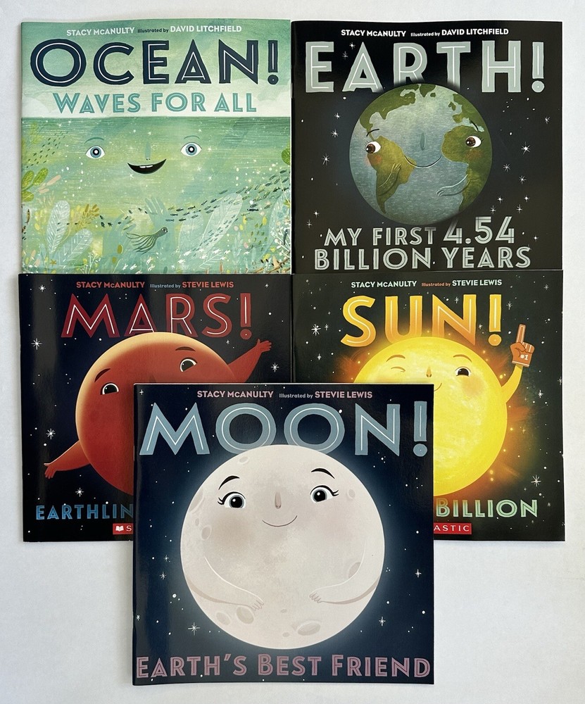 Our Universe Childrens Kids Books with Mars Earth Sun Moon Ocean Set Lot 5