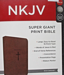 NKJV Super Giant Print Bible red letter brown leathersoft religion