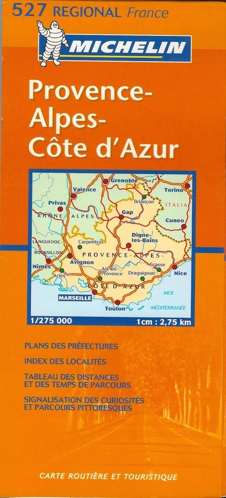 Michelin Map of Provence-Alps-French Riviera, France, Michelin Map #527