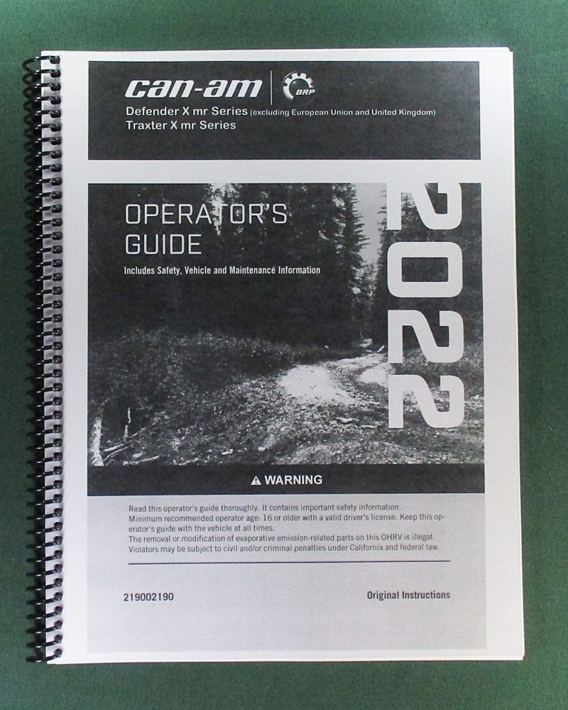 2022 Can-Am Traxter X mr HD10 Owner’s Manual: 218 Pages & Protective Covers