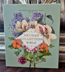 NASB Artisan Collection Bible (Leathersoft, Sage Floral, Red Letter, NEW in Box)