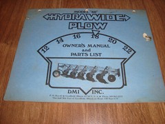 DMI Model 30 Hydrawide Plow Owners Manual Parts List F1008 2.594P5