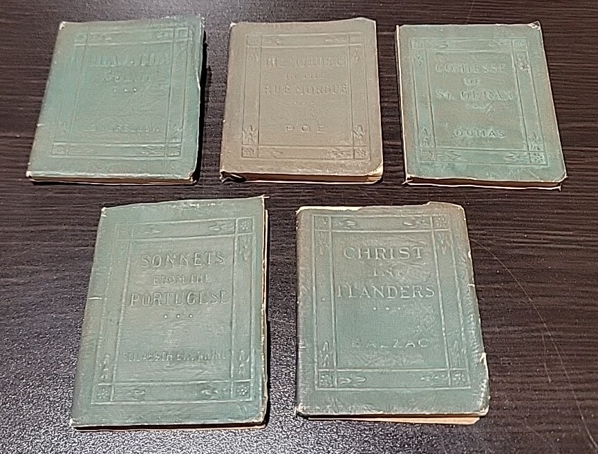 Little Leather Library (5) Book Set Longfellow Poe Dumas Browning Balzac