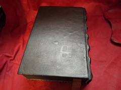 Chaos-Tom O’Neill-FORE EDGE PAINTING Leather Red Gold Skull One-of-a-Kind Manson
