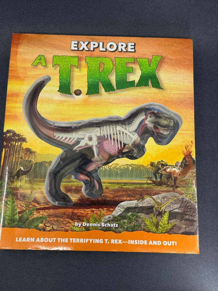 Explore T Rex Dinosaur Inside Out Plastic Model & Book Kids Under 8+ Years GIFT