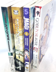 LOT of 4 Random Manga Book Lot – Goblin Slayer, Magi, Battle Angel , Sword Art..