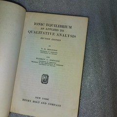 Ionic Equilibrium Qualitative Analysis Hogness Johnson 1947 Revised Edition