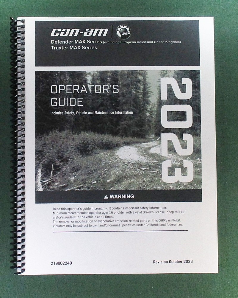 2023 Can-Am Defender Max HD9 Owner’s Manual: 252 Pages & Protective Covers