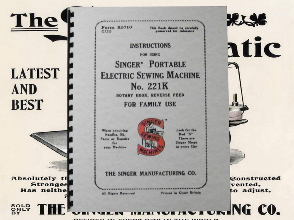 Singer Portable Sewing Machine 221K Instruction Manual „1951” (55 Page)