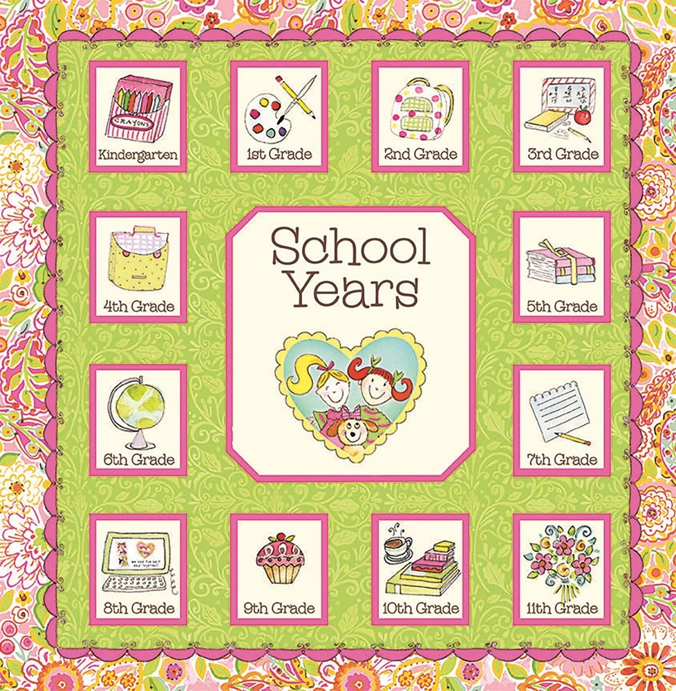 School Years Pink and Green Memory Keeper with 24 Storage Pockets – PI Kids