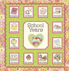 School Years Pink and Green Memory Keeper with 24 Storage Pockets – PI Kids