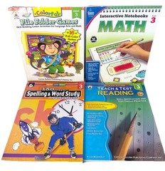 3rd Grade Workbooks Teacher Resource Math Spelling Reading File Folders Lot of 4