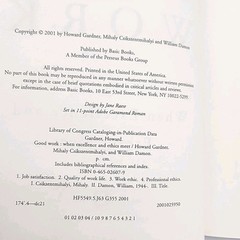 Good Work by Howard Gardner, Mihaly Csikszentmihalyi, William Damon 1ST ED Book