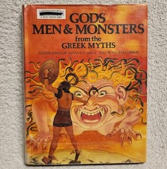 Gods Men and Monsters from Greek Myths by Michael Gibson 1st Ed 1977 HCDJ ex lib