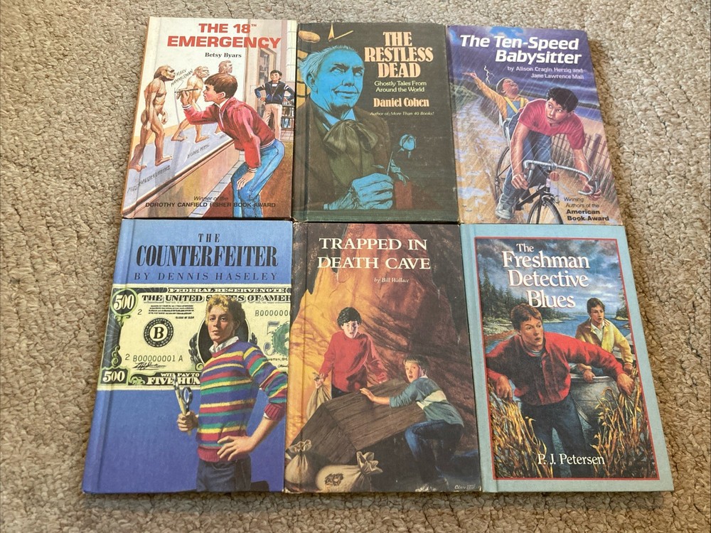 Vintage 80s Just For Boys 6 Book Lot Weekly Readers Hardcover HC Readers YA