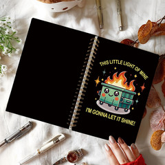 Humorous Dumpster Fire Notebook Journal, 160 Pages, Black Hardcover, 5.5×8.3 Inc