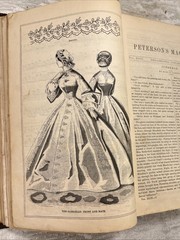 Antique PETERSON’S LADY’S MAGAZINE full year 1863 vol 43 + 44, color B/W plates