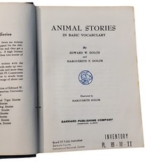 Animal Stories in Basic Vocabulary 1952 Edward Dolch HC Illustrated Animalcore