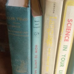 9 vintage books and school books science language Mark Twain Hans brinker,others