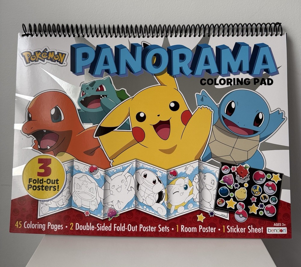 Pokemon Panorama Giant Coloring Activity Pad 45 Pages Stickers 3 Fold-Out Poster