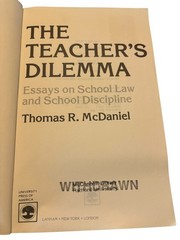 The Teacher’s Dilemma McDaniel 1983 Essays School Law Discipline UPA