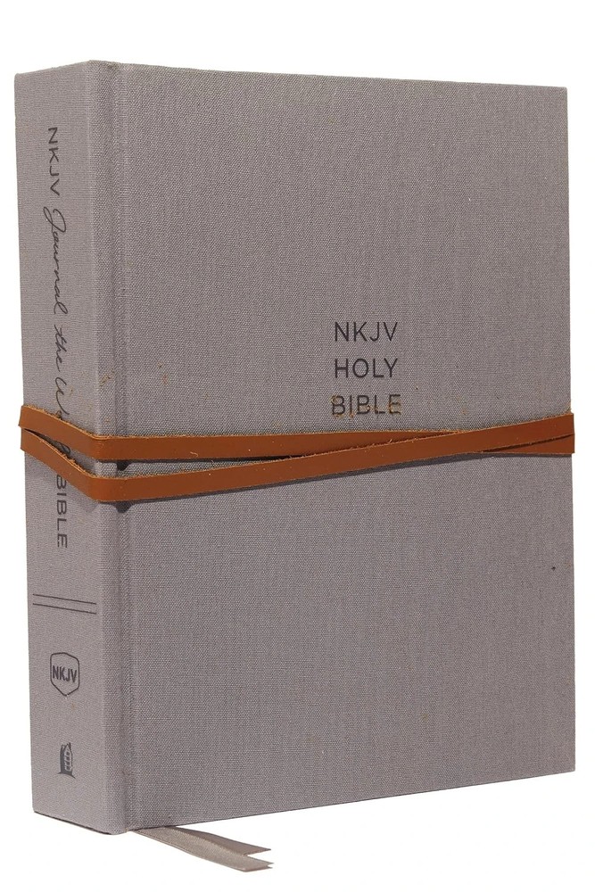 NKJV, Journal the Word Bible, Cloth over Board, Gray, Red Letter, Comfort Print: